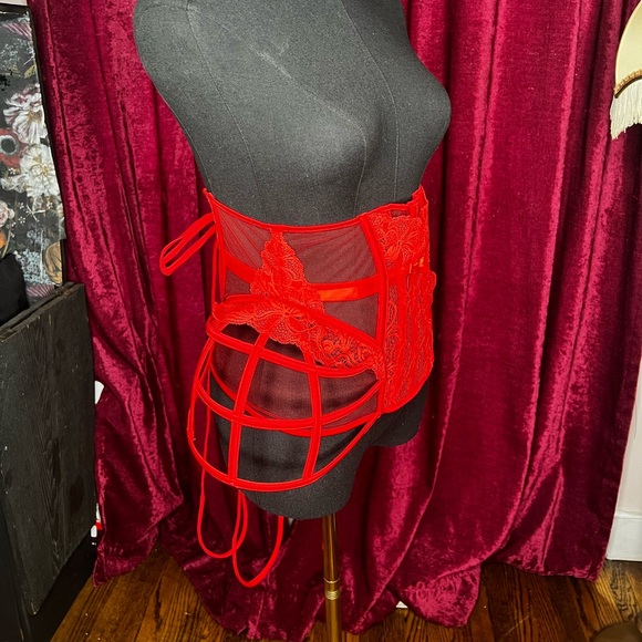 Brand NWT Agent Provocateur Red Rozlyn Waspie size 4 - Picture 2 of 6
